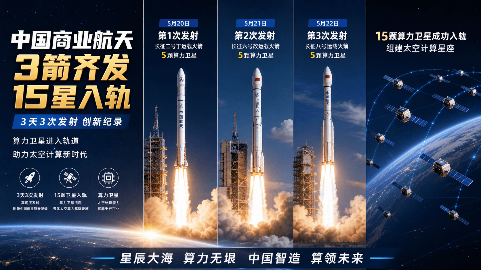 3 Days, 3 Rockets, 15 Satellites: Computing Satellites Enter Orbit as China Commercial Space Enters Scaled Commercial Cycle
