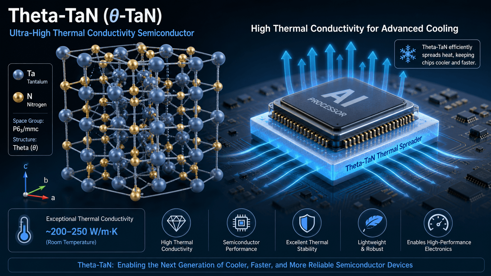 Theta-TaN Metal Hits 1,100 W/mK Thermal Conductivity, 3× Copper