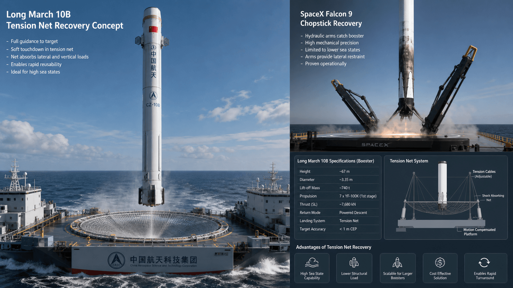 Not Copying the Chopstick: China Original Net Recovery Path for Reusable Rockets