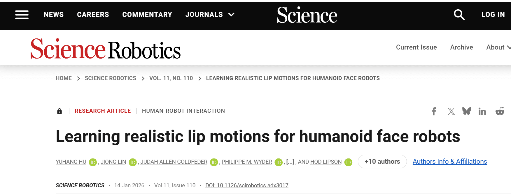 Bionic Facial Robotic Analysis Makes Science Robotics Cowl, Achieves Exact AI-Pushed Lip Synchronization 1 U航.png